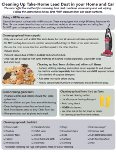 Cleaning Up Lead Dust in your home and Car factsheet 