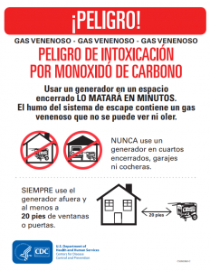 carbon monoxide hazards Spanish fact sheet