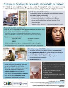 Protect your family from carbon monoxide exposure Spanish factsheet