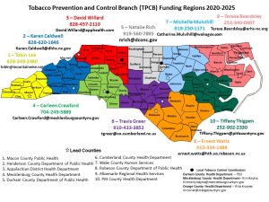 Tobacco Prevention and Control Branch Funding Region 2020-2025 map