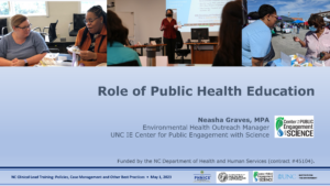 First slide of Role of Public Health Education presentation