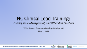 Image of first PowerPoint slide from Clinical Lead Training